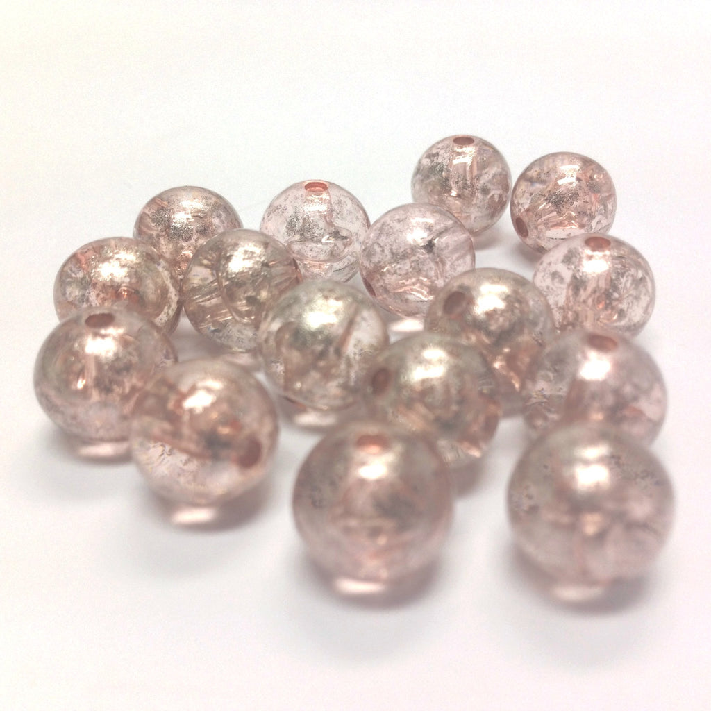 10MM Pink "Silver Lace" Bead (72 pieces)