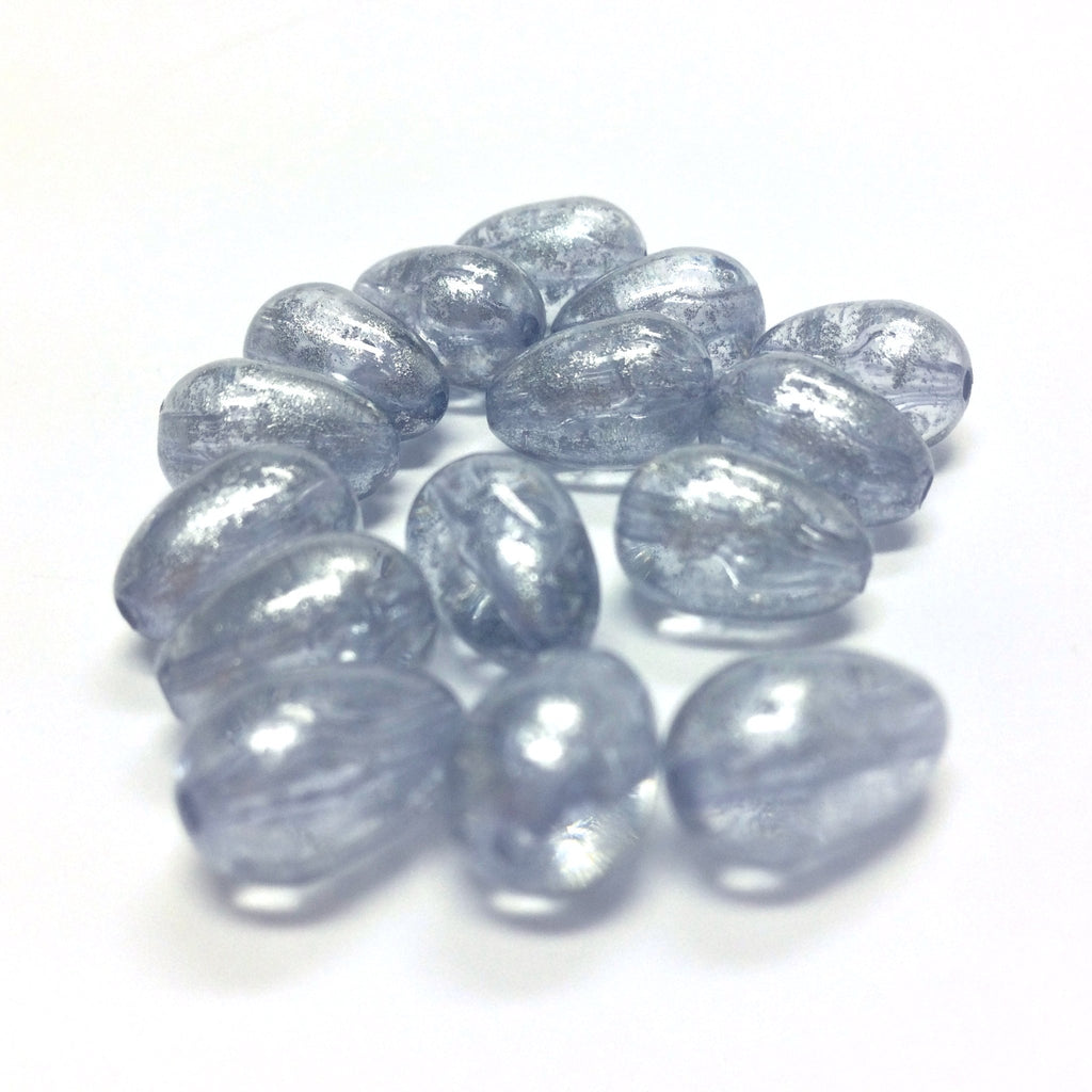 7X11MM Blue"Silver Lace" Pear Bead (72 pieces)