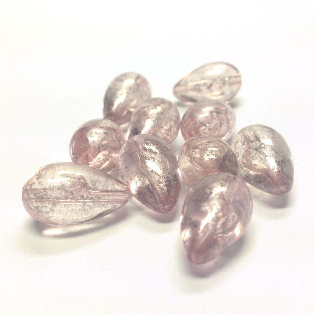 10X17MM Pink"Silver Lace" Pear Beads (36 pieces)