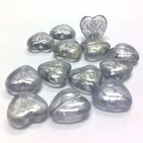 11MM Blue"Silver Lace" Heart Bead (72 pieces)