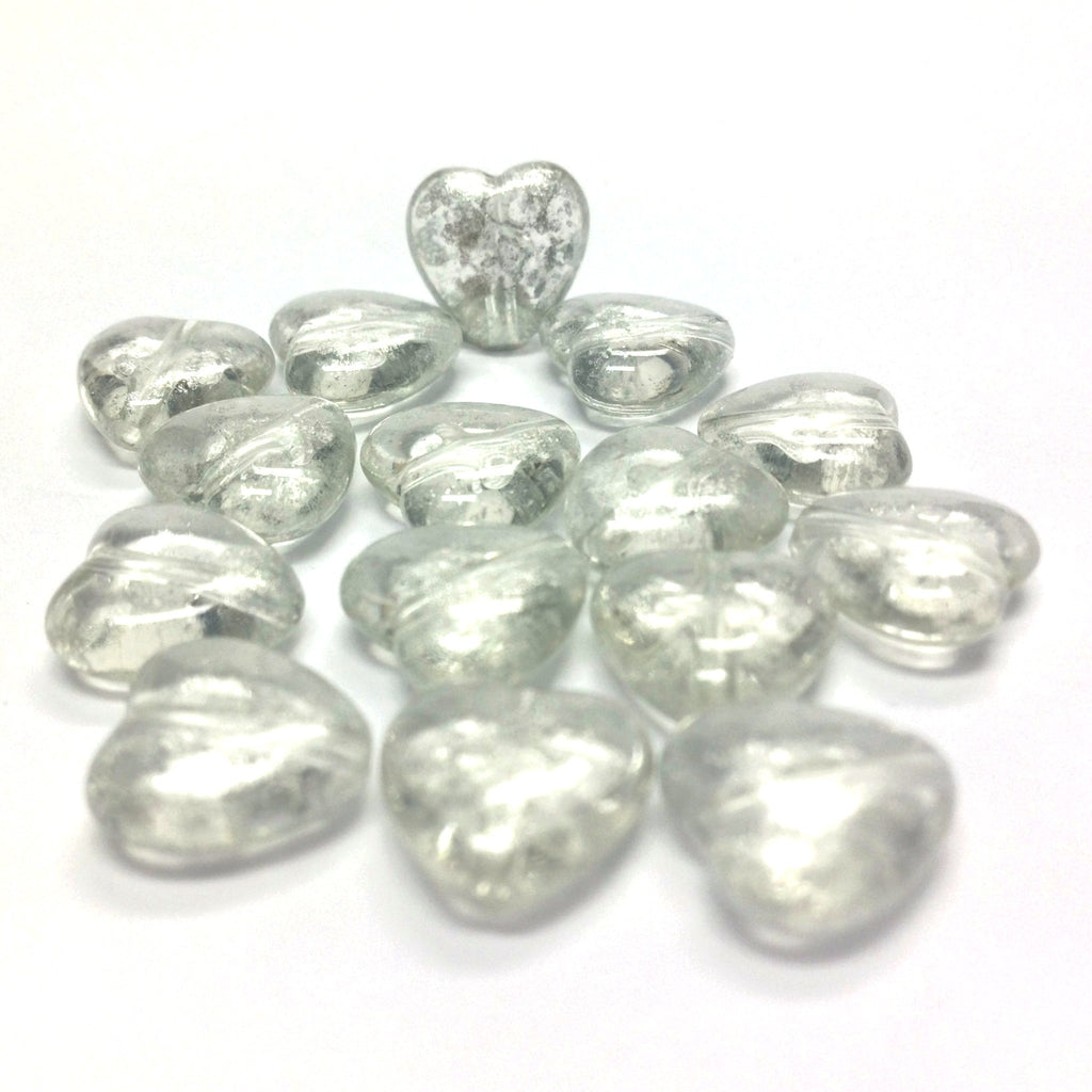 11MM Crystal"Silver Lace" Heart Bead (72 pieces)