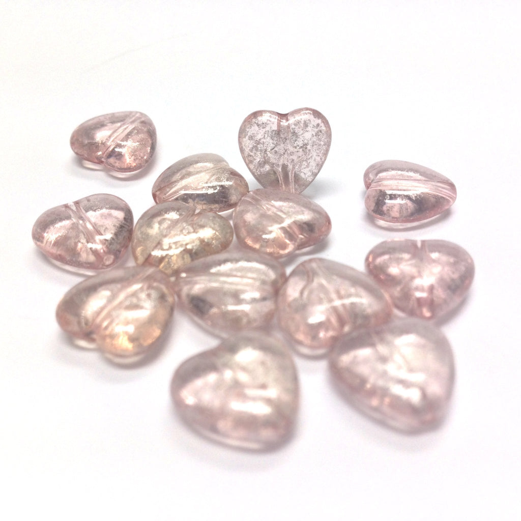 11MM Pink"Silver Lace" Heart Bead (72 pieces)
