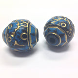 30X28MM Blue "Trichrome" Bead (2 pieces)