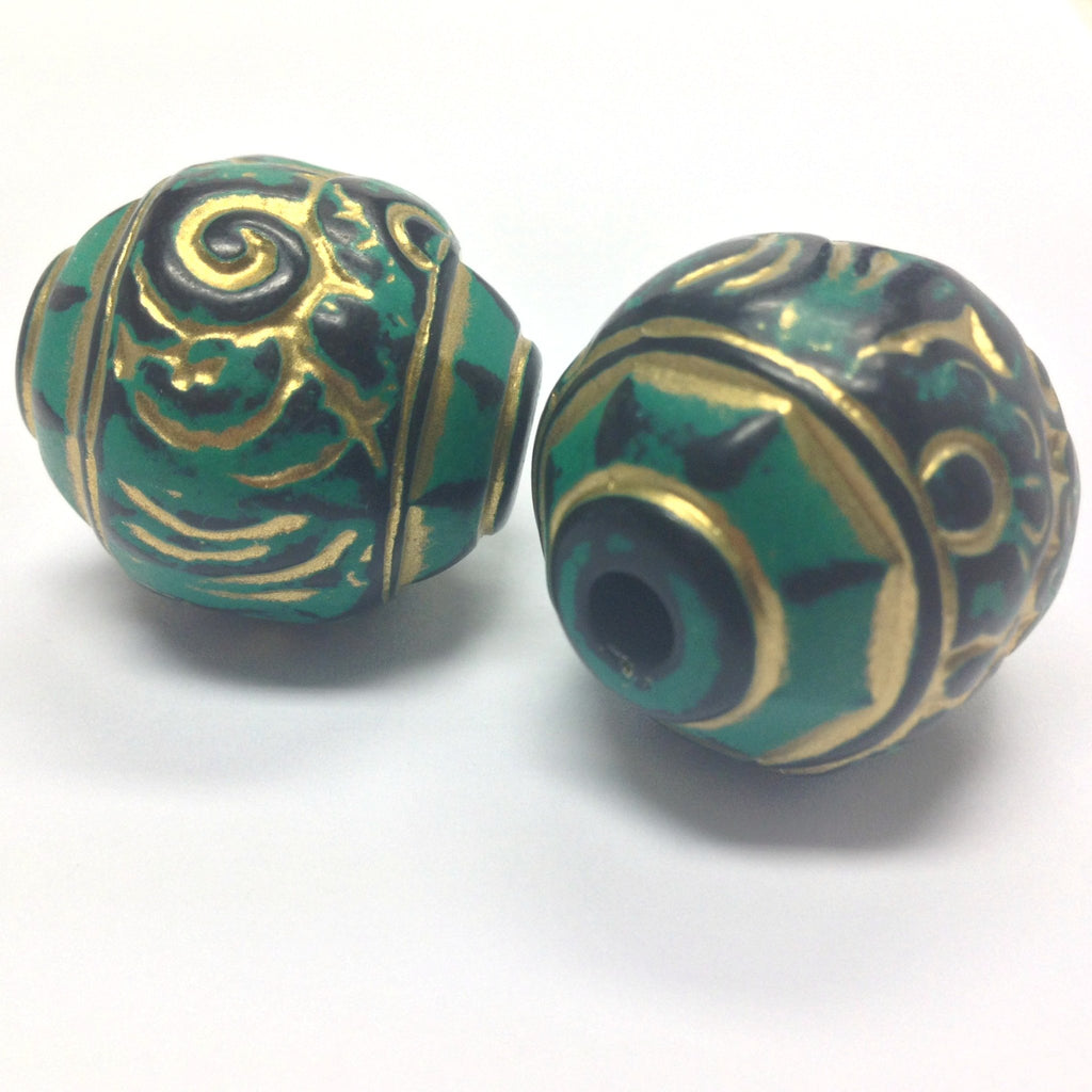 30X28MM Green "Trichrome" Bead (2 pieces)
