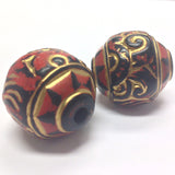 30X28MM Red "Trichrome" Bead (2 pieces)