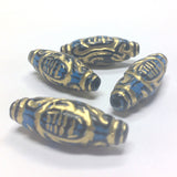 30X11MM Blue "Trichrome" Tube Beads (12 pieces)