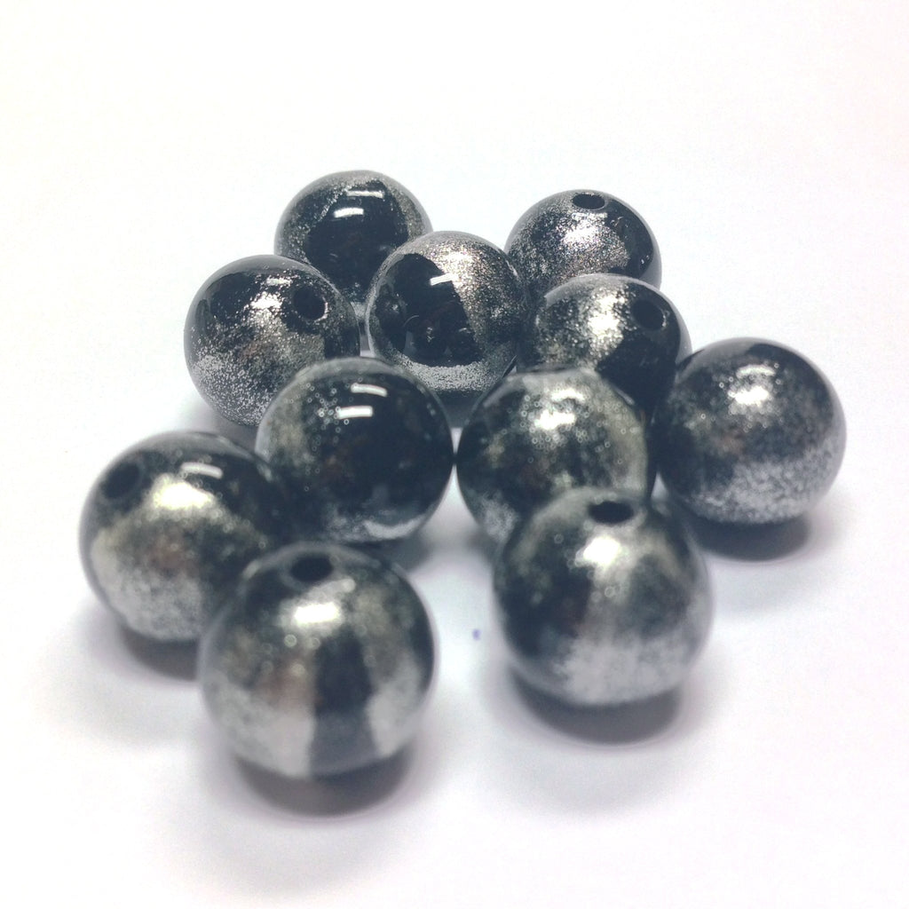 6MM Black/Silver "Striate" Bead (72 pieces)