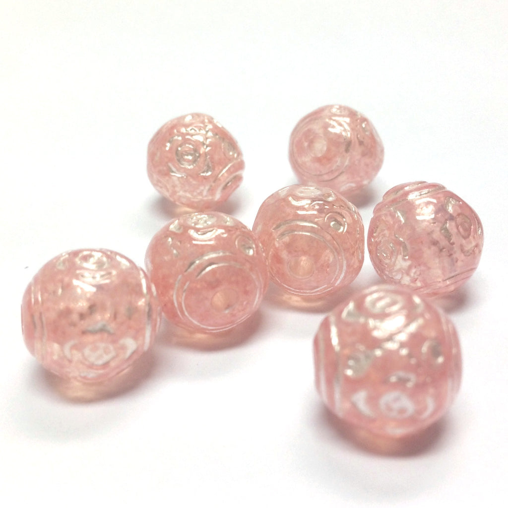 12MM Pink "Halo" Round Bead (24 pieces)