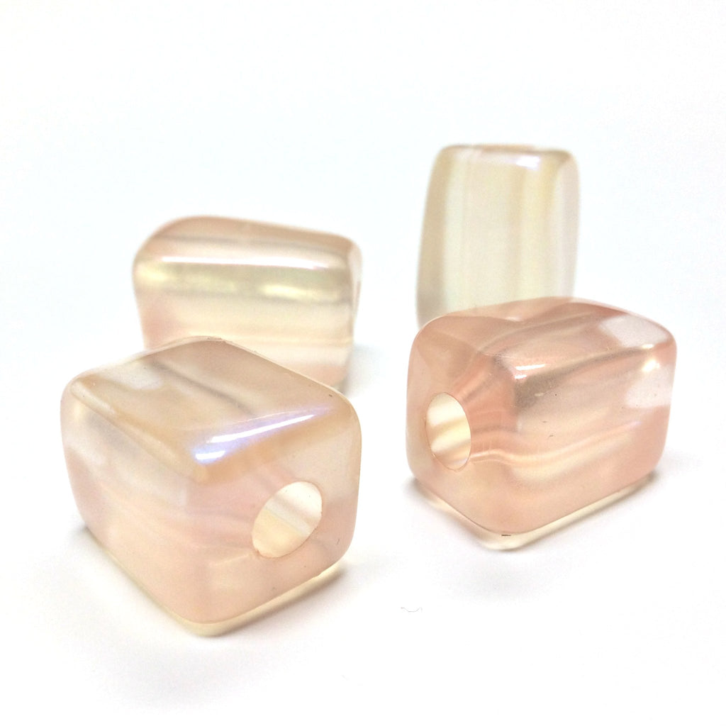 15X21MM Peach"Lumina" Rectangle Beads (12 pieces)
