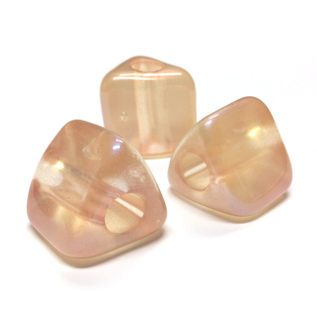 19X20MM Peach "Lumina" Triangle Beads (12 pieces)