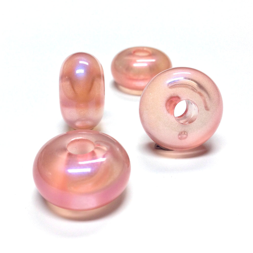 18X11MM Pink "Lumina" Rondel Beads (24 pieces)