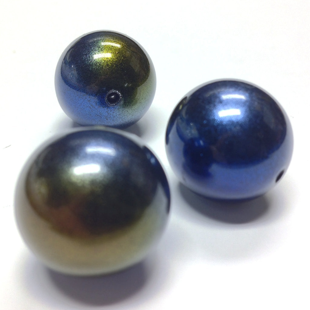 18MM Blue "Iridize" Round Bead (12 pieces)