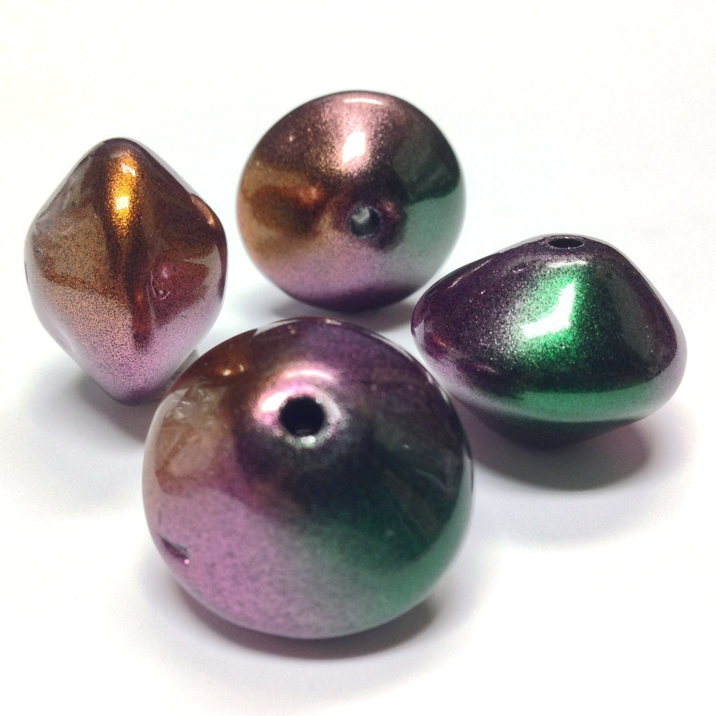 14MM Purple "Iridize" Pyramid Beads (24 pieces)