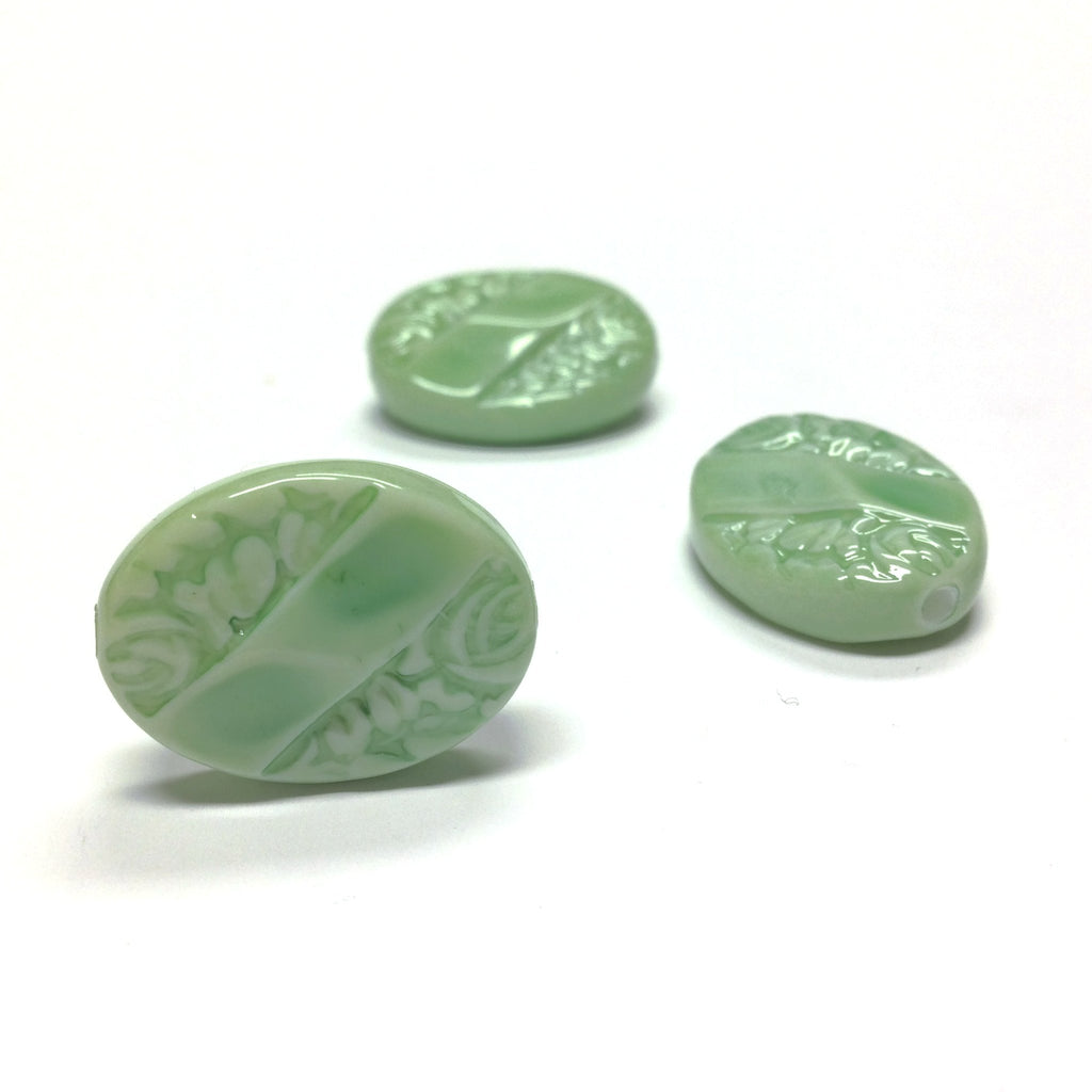 16X20MM Celadon Green "Glaze" Oval Beads (12 pieces)