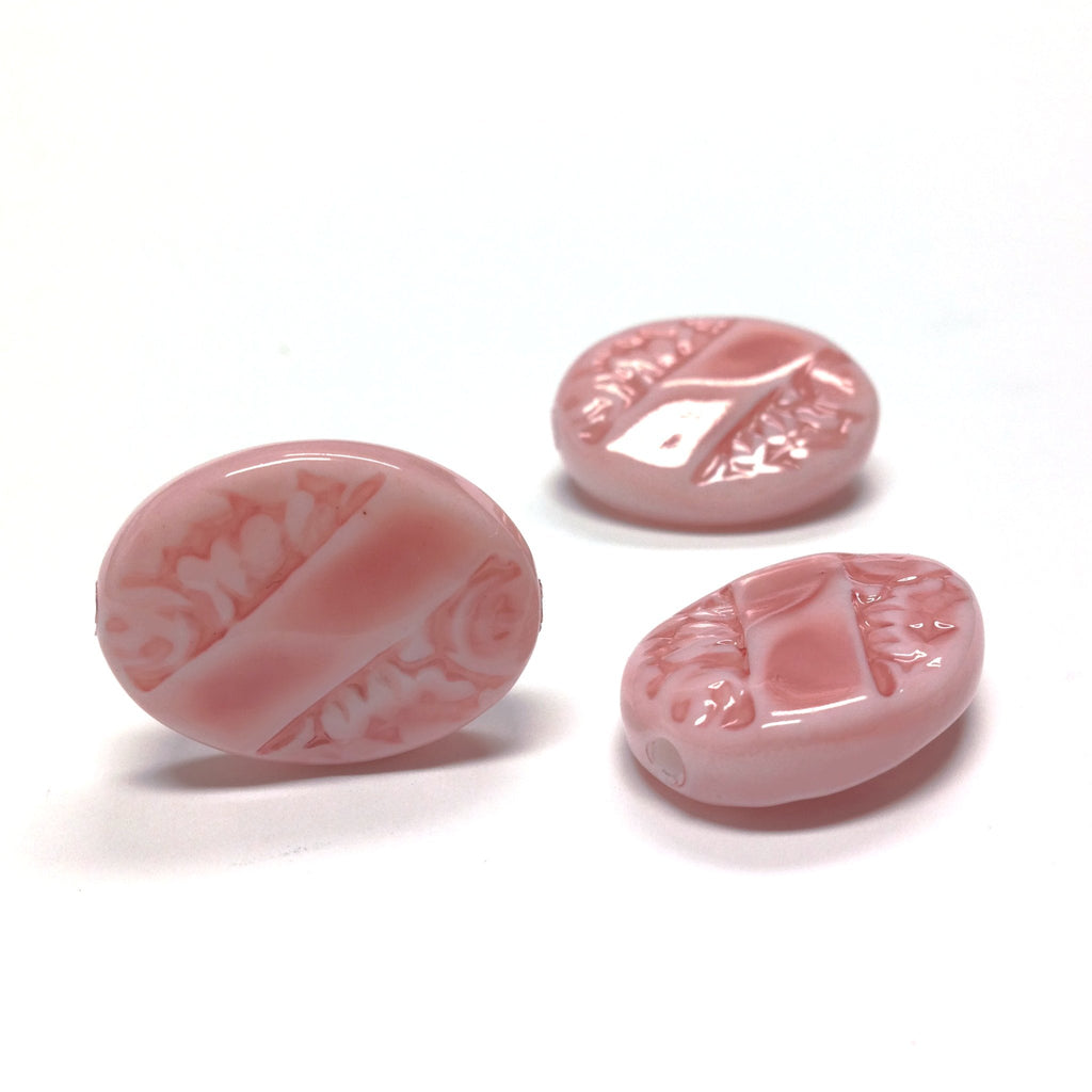 16X20MM Rosequartz Pink "Glaze" Oval Beads (12 pieces)