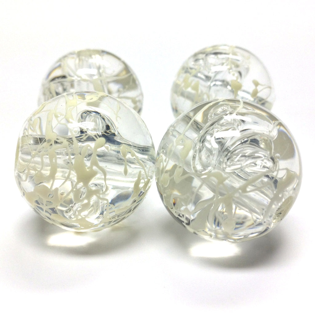 24MM Crystal/White "Drizzle" Beads (6 pieces)