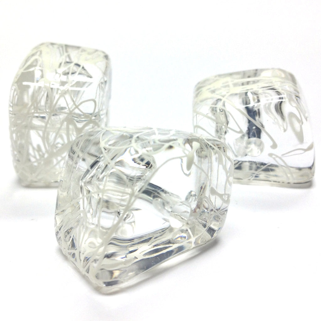 18X24MM Crystal/White "Drizzle" Bead (6 pieces)