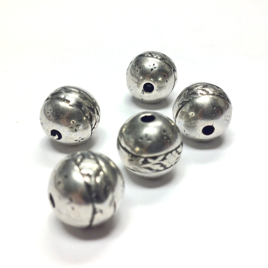 11MM Antique Silver Round Bead (36 pieces)
