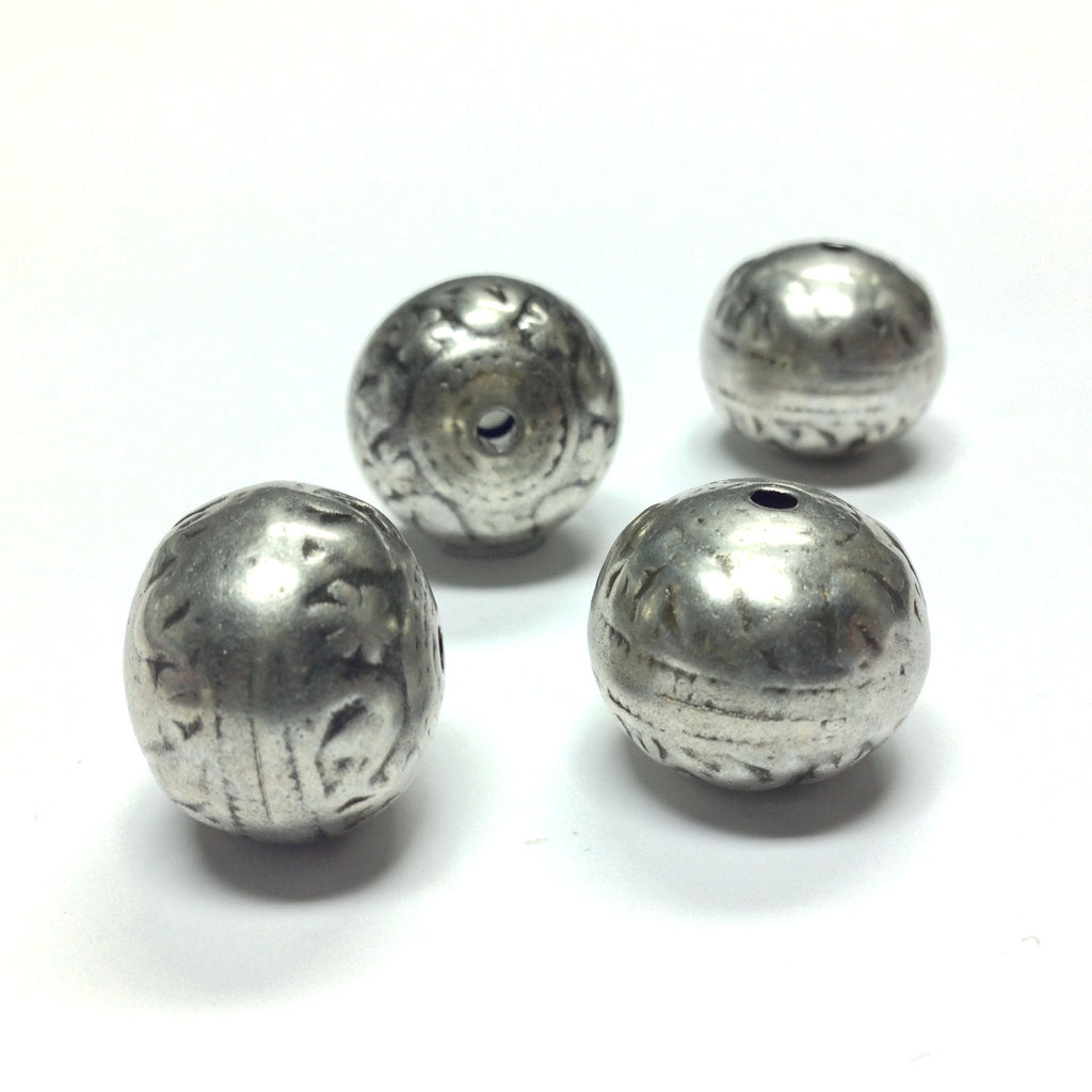 16MM Antique Silver Round Bead (12 pieces)