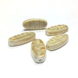 9X21MM Beige "Plaid" Oval Bead (12 pieces)