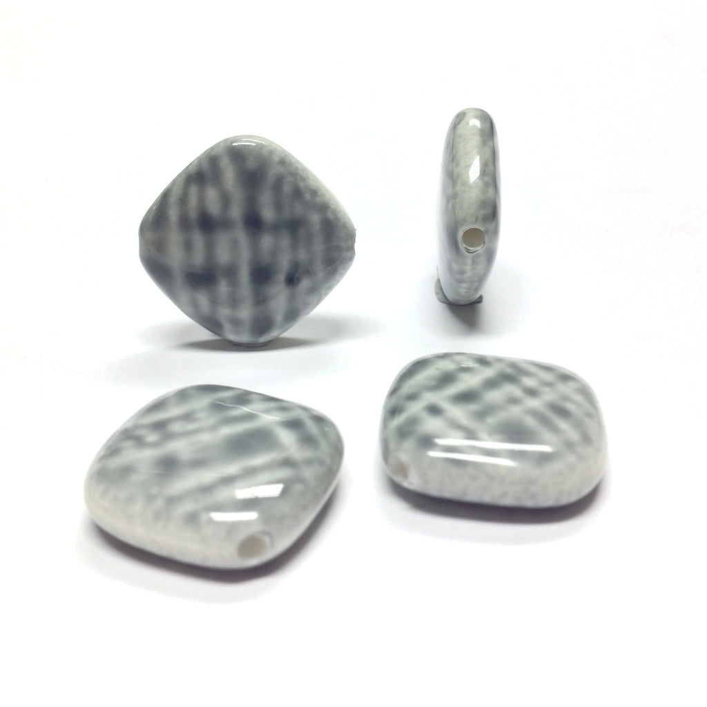 18MM Grey "Plaid" Diamond Bead (12 pieces)