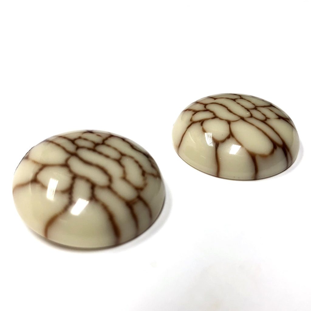 25MM Ivory/Brown "Crazed" Cab (2 pieces)