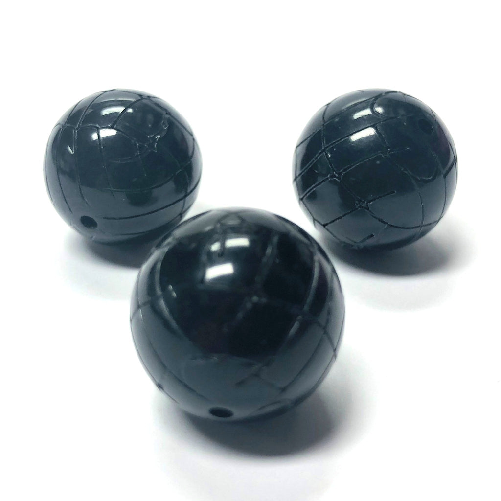 18MM Black "Croc" Round Bead (6 pieces)