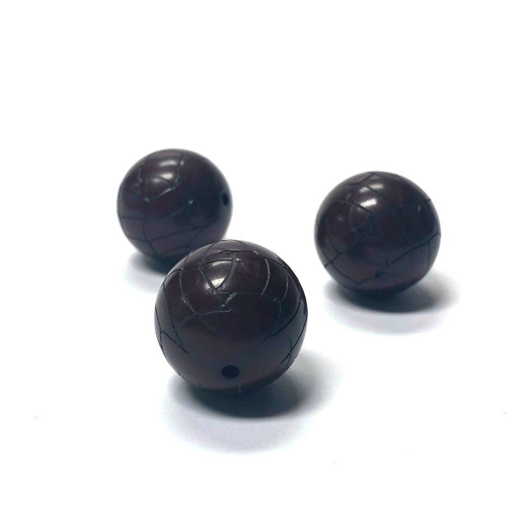 18MM Brown "Croc" Round Bead (6 pieces)