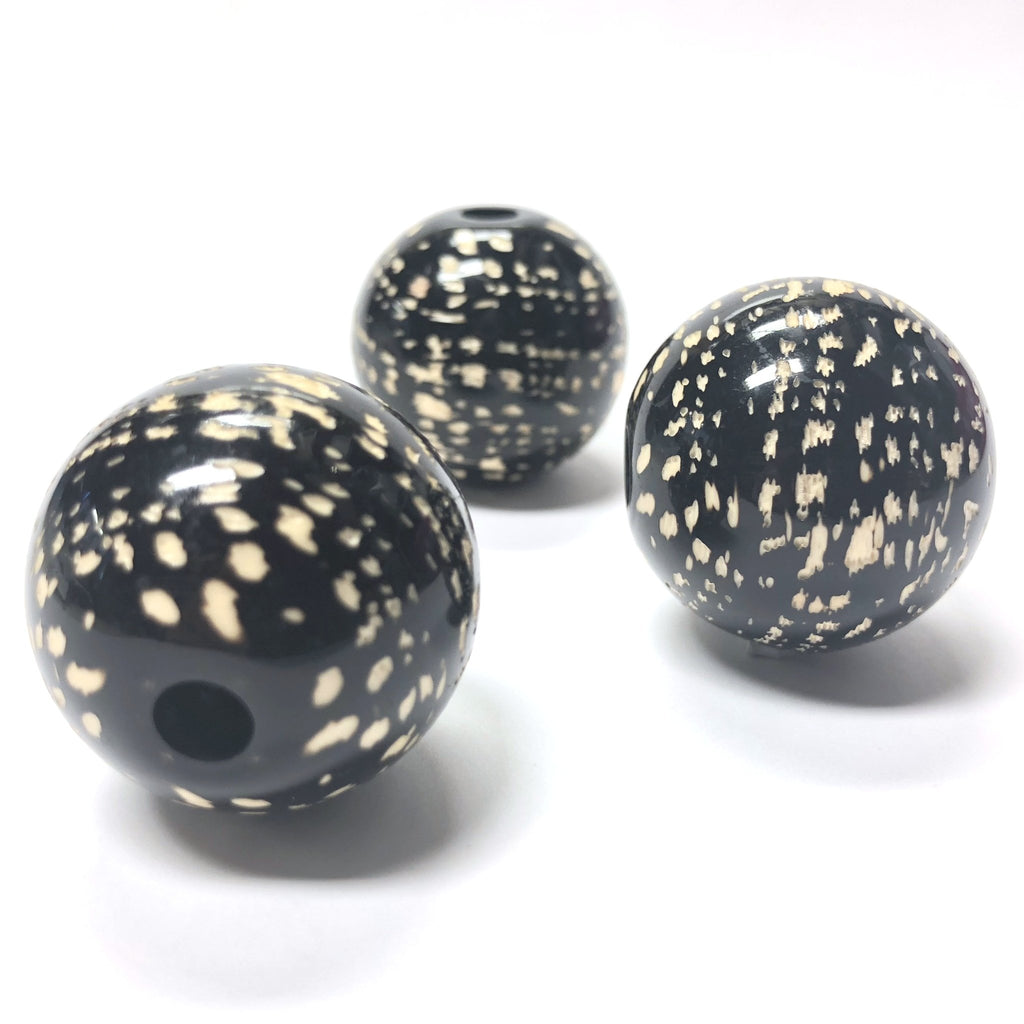 28MM Black/Camel "Tweed" Bead (3 pieces)