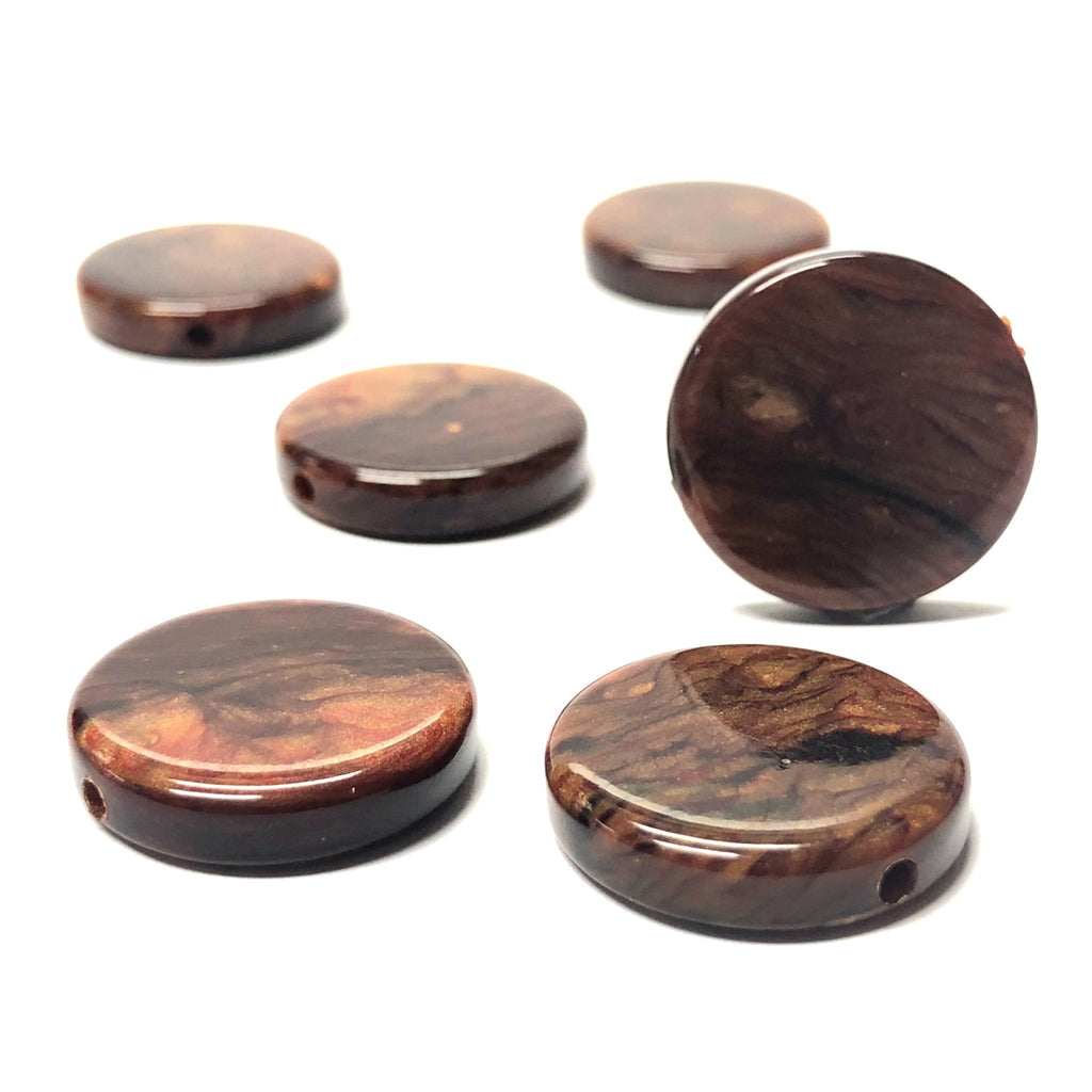 18MM "Wood Burl" Disc Bead (6 pieces)