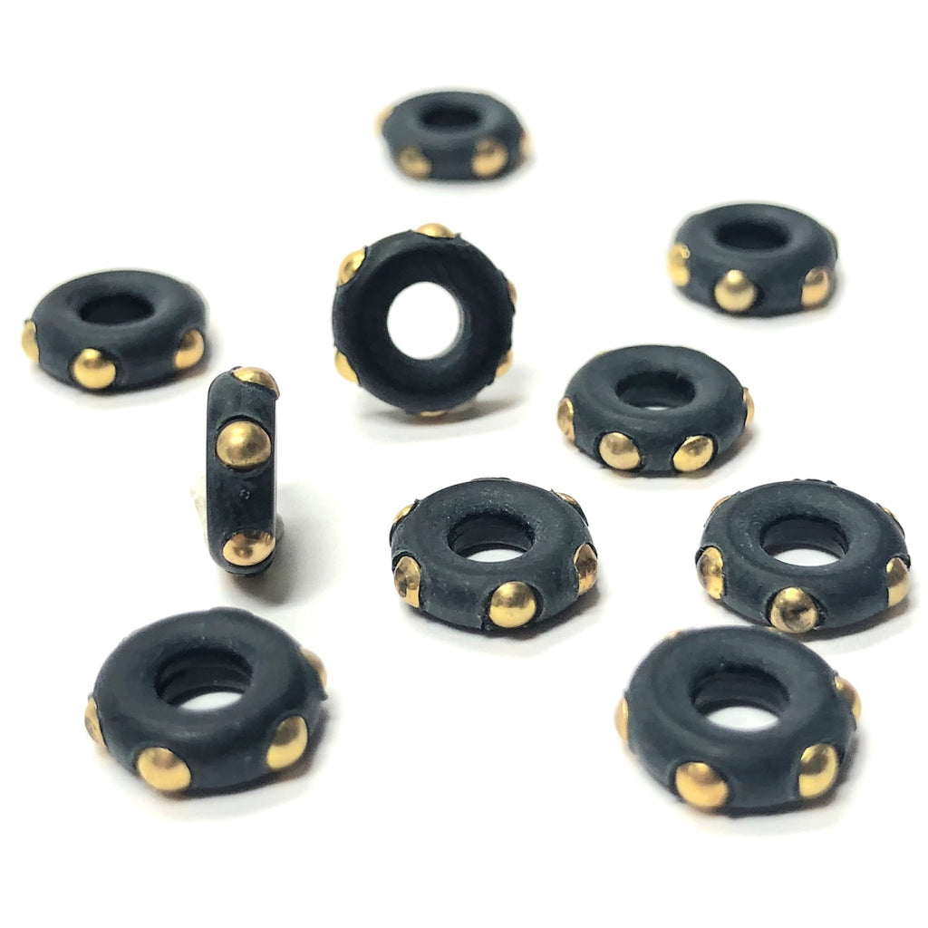 8MM Black/Gold "Studded" Ring (12 pieces)