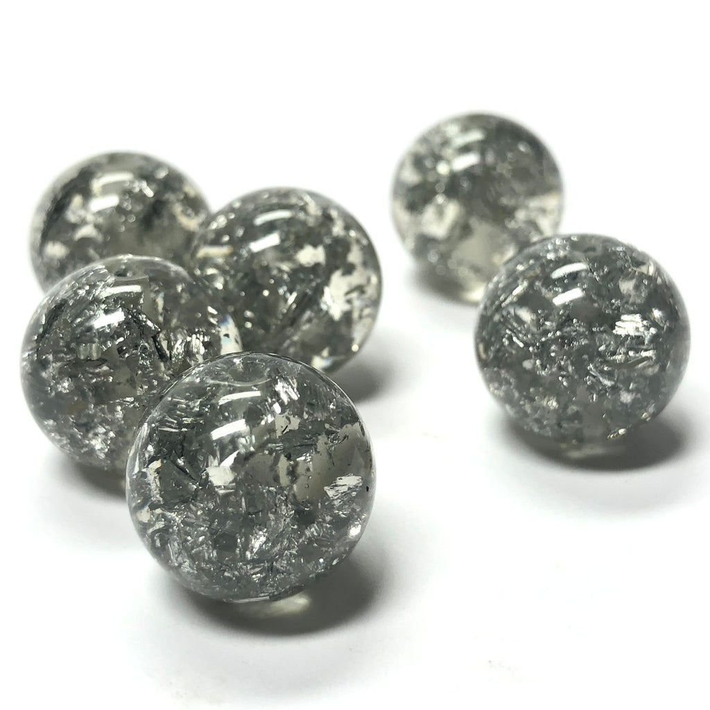 14MM Silver "Lame" Round Beads (12 pieces)