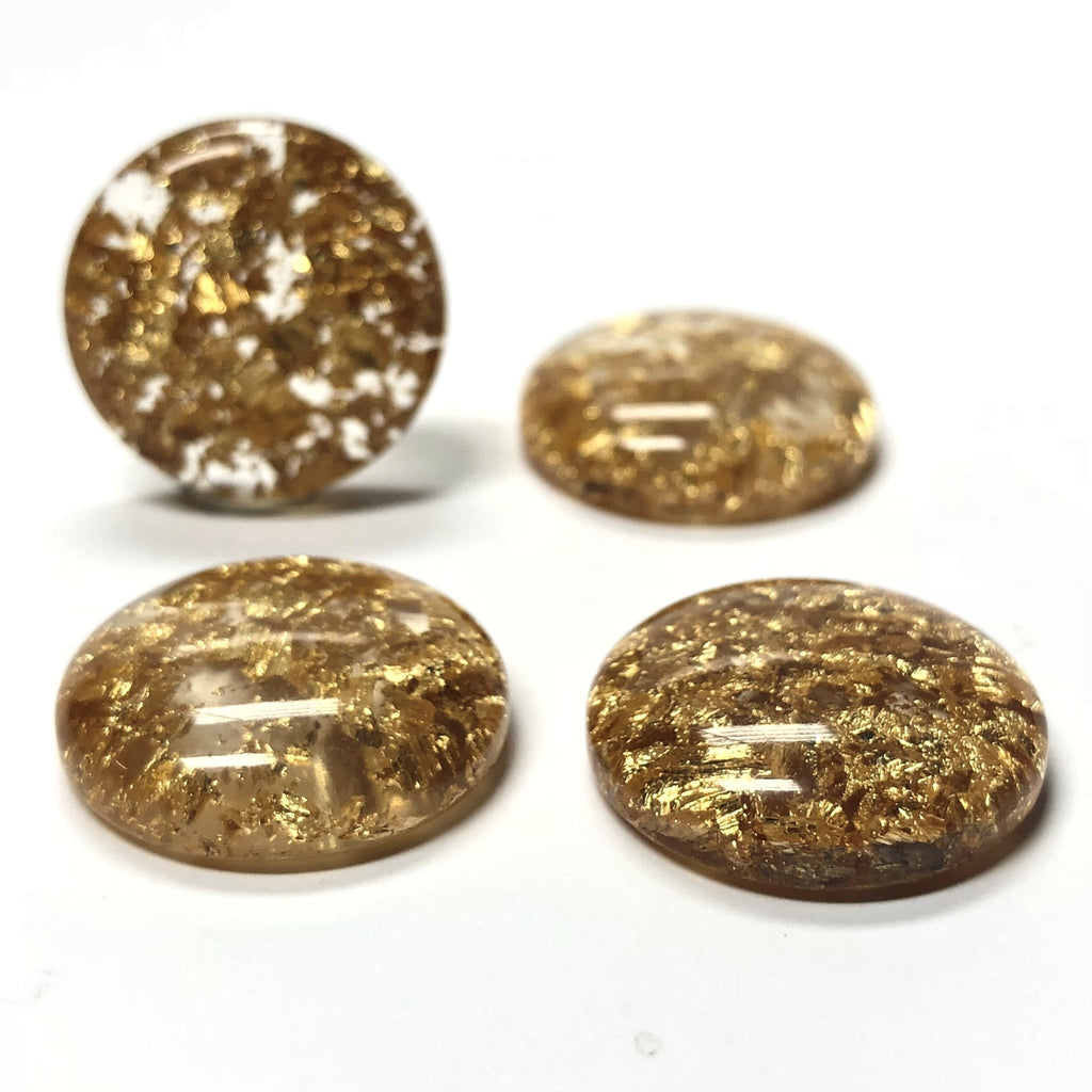 24MM Gold "Lame" Round Cabs (6 pieces)