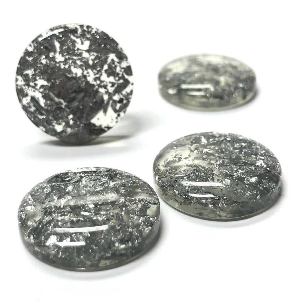 24MM Silver "Lame" Round Cabs (6 pieces)
