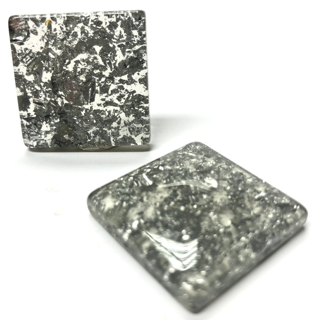 25MM Silver "Lame" Square Cabs (6 pieces)