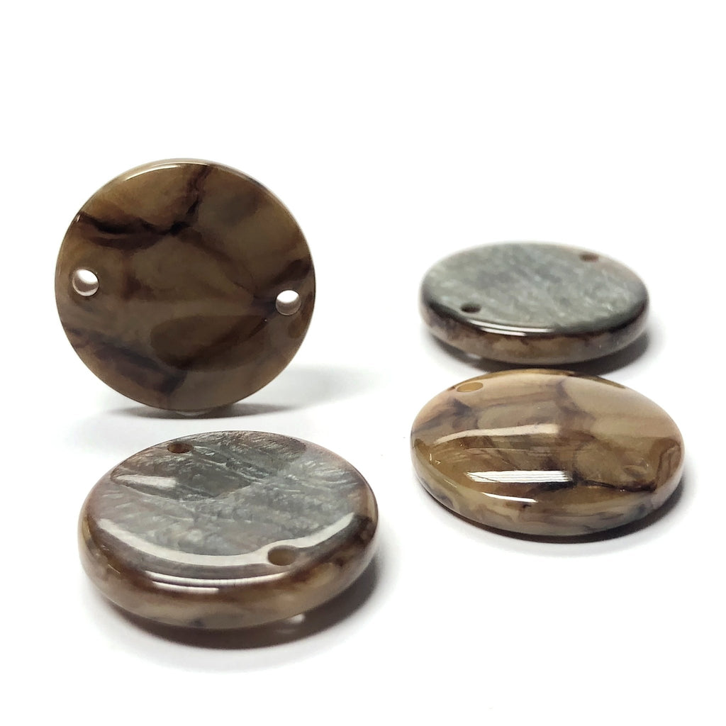 13MM "Scilla" Brown 2-Hole Round Disc (12 pieces)