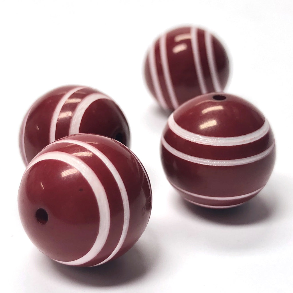 18MM Red w/"The White Stripes" Bead (12 pieces)