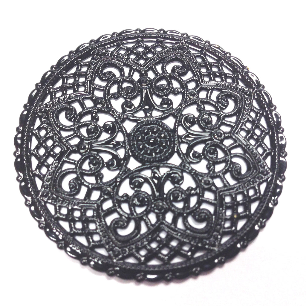 Black Lacquered Brass Filigree 40MM Disc (1 piece)