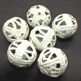 White Lacquered Brass Filigree Round 18MM Bead (6 pieces)