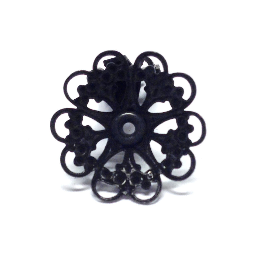 17MM Black Plated Brass Filigree Earclip (4 pieces)