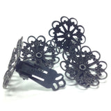 23MM Black Plated Brass Filigree Earclip (4 pieces)