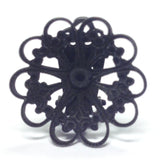 23MM Black Plated Brass Filigree Earclip (4 pieces)