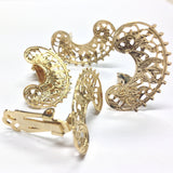 30MM Gold Brass Filigree C Earclip (4 pieces)