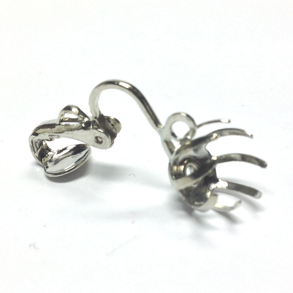 10MM Silvertone 8 Prong Earclip (6 pieces)