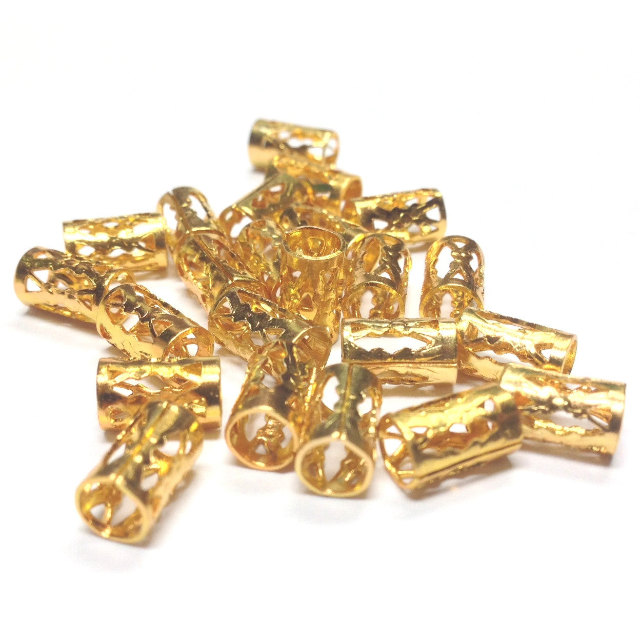 8.5X5MM Goldtone Filigree Tube (72 pieces)