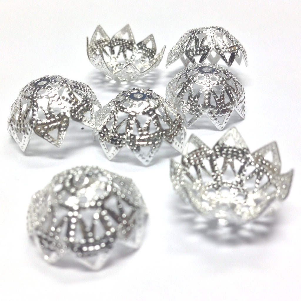 16X8MM Silvertone Filigree Cap (36 pieces)