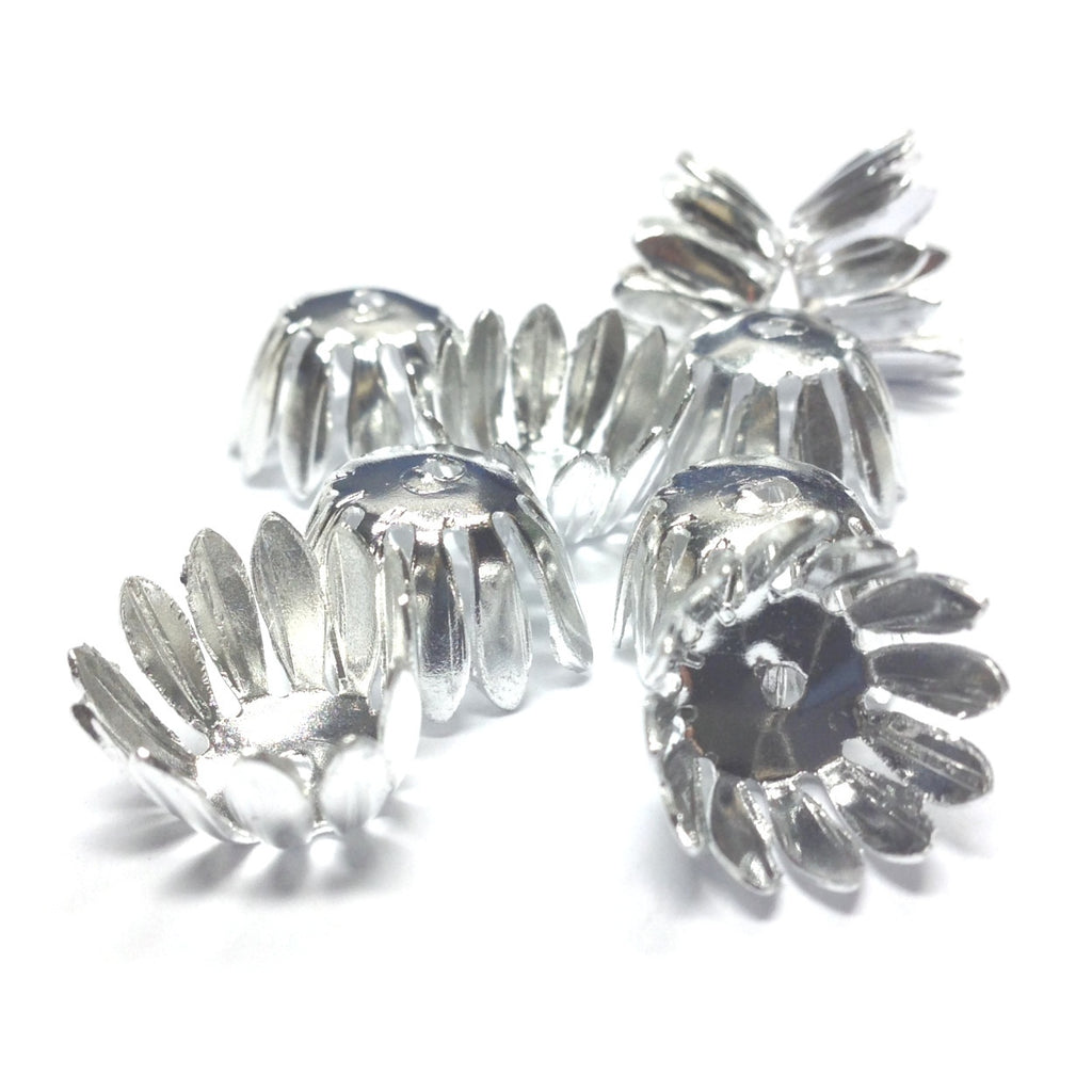 14X8.5MM Silvertone Flower Cap (36 pieces)