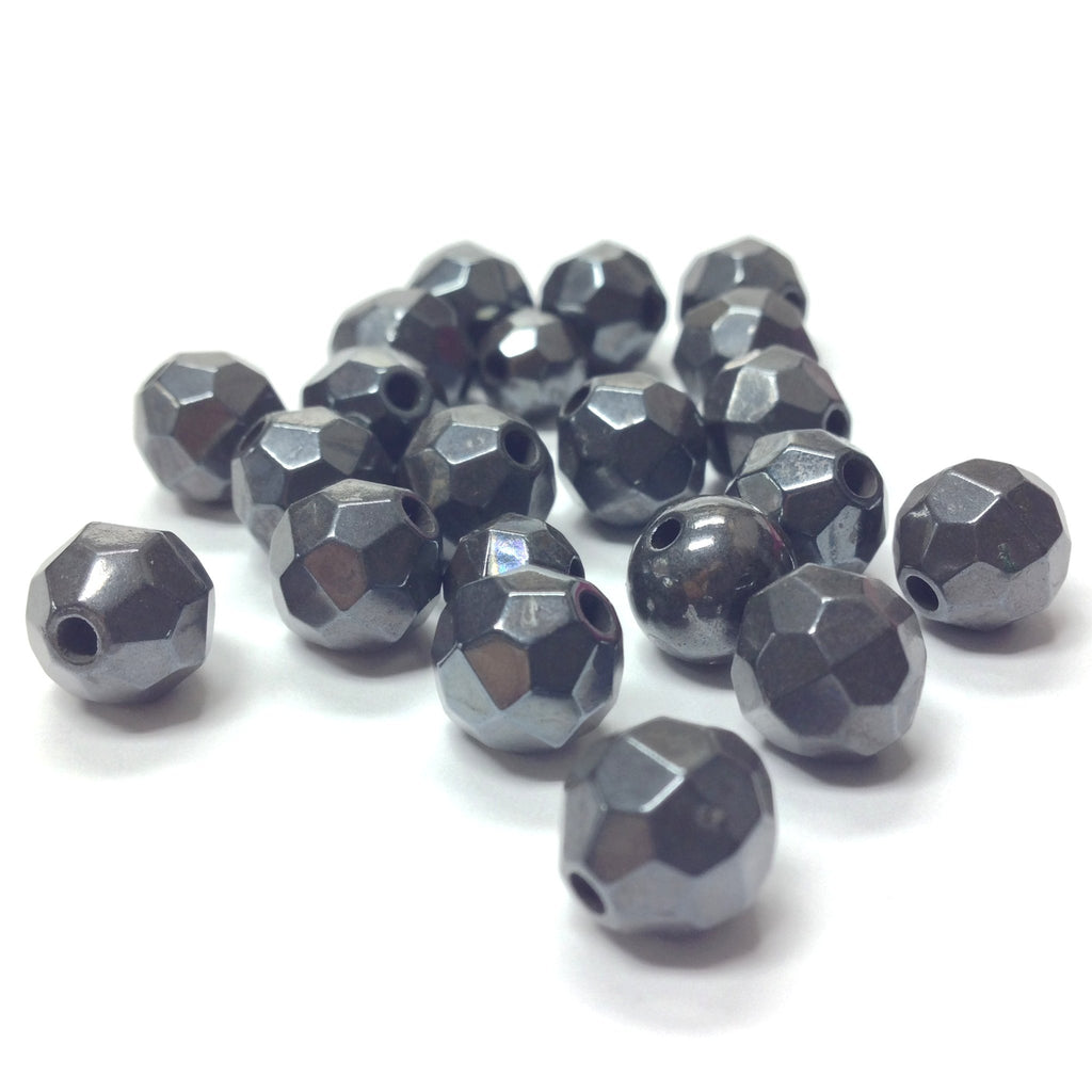 8MM Faceted Gunmetal Round Bead (144 Pcs) (144 pieces)