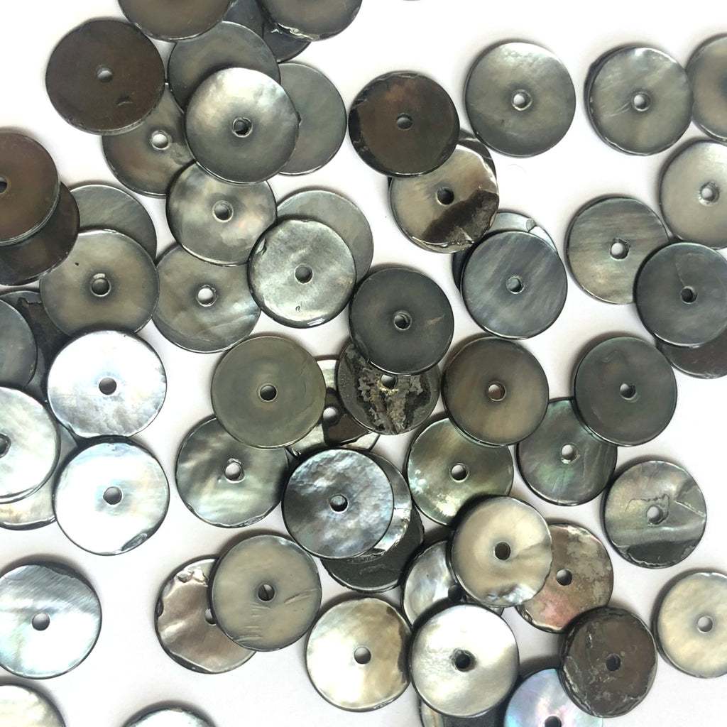 12X1.5MM Black Mop Shell Disc Bead (72 pieces)