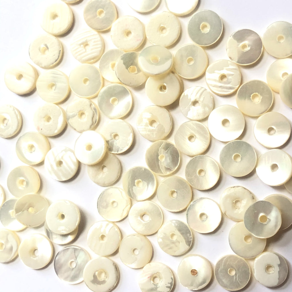 9X1.5-2MM White Mop Shell Disc Bead  (144 pieces)
